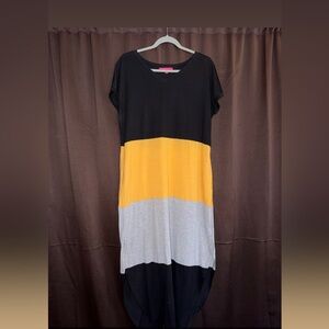 Simply Southern Black, Yellow, and Gray Maxi Dress